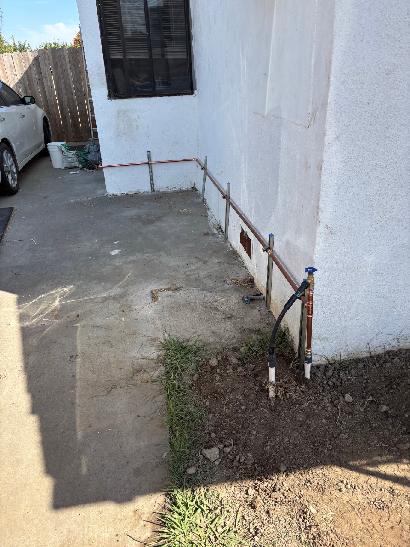 Exterior copper water line install